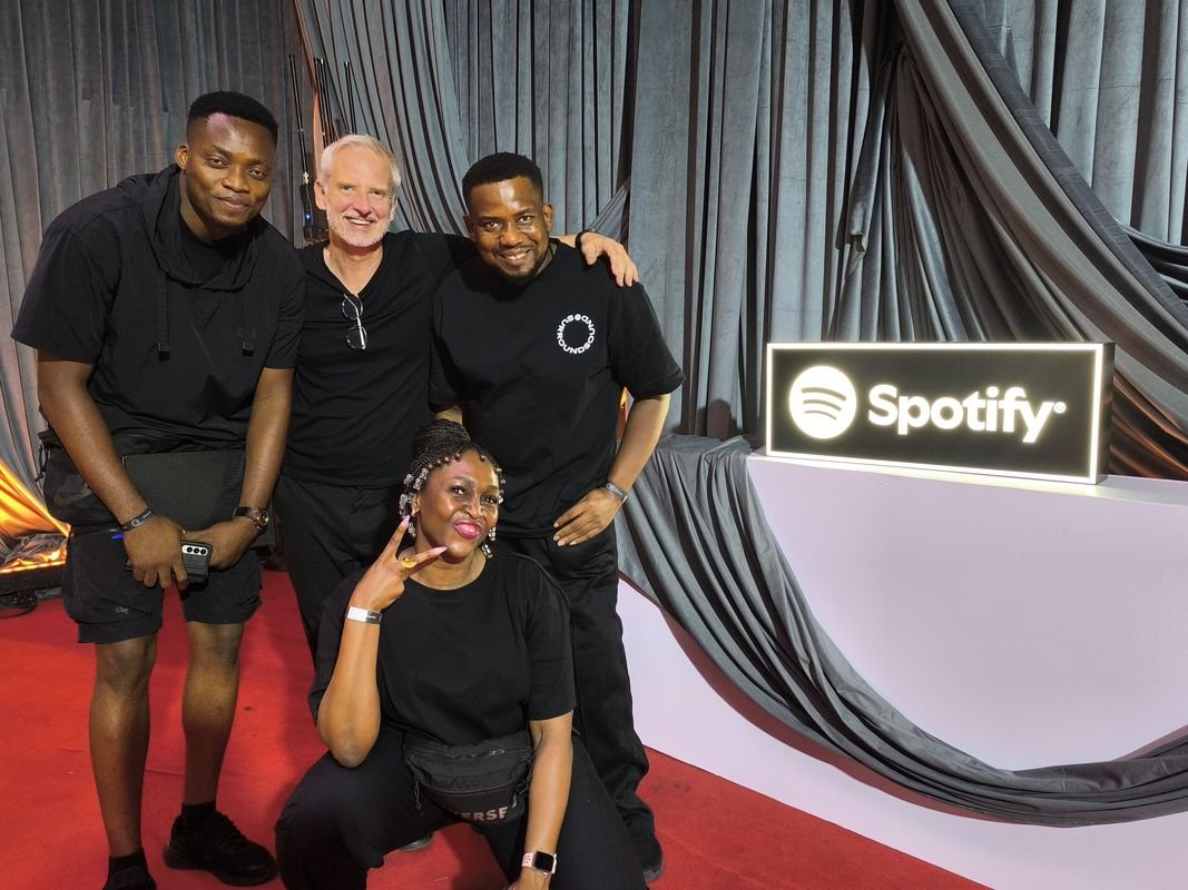 Charles with the production team at a Spotify event